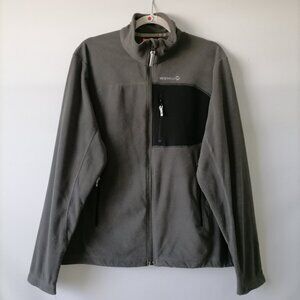 Merrell Mens Gray Black Long Sleeve Full Zip Fleece Bomber Jacket Size M